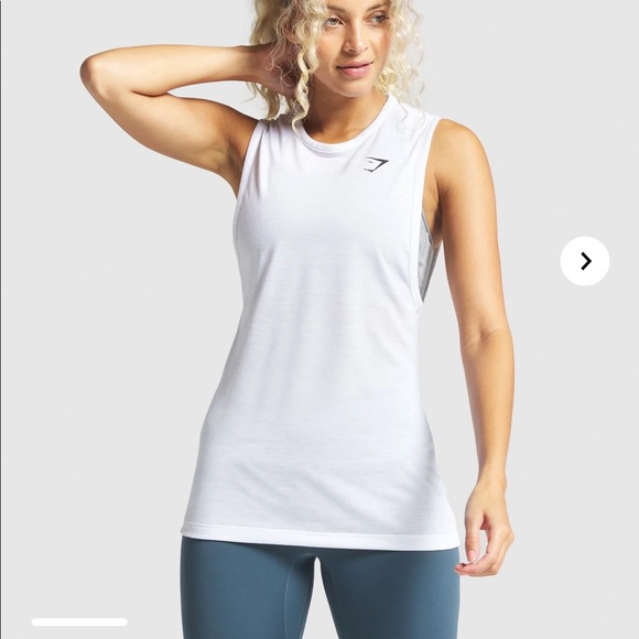 Gymshark Drop Arm Training tank White NWOT - Picture 1 of 10